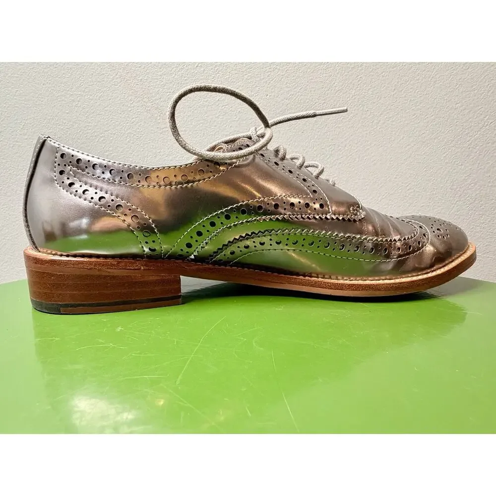 Banana Republic Goodyear Welt Oxford Leather Shoes Silver SIZE 6.5 M NEW